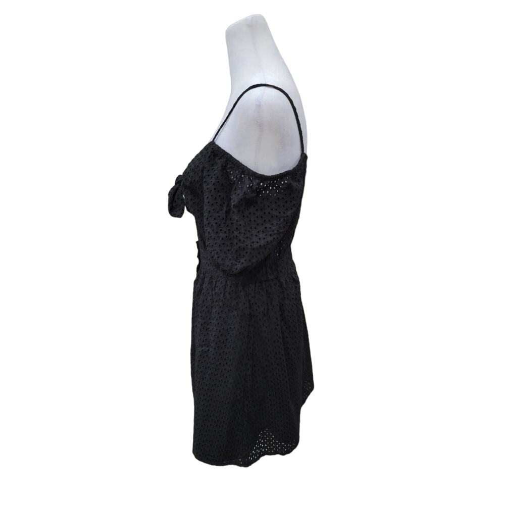 ZARA‎ Mini Dress Size Small Black Women's Cut out Eyelet Lace - Picture 9 of 14